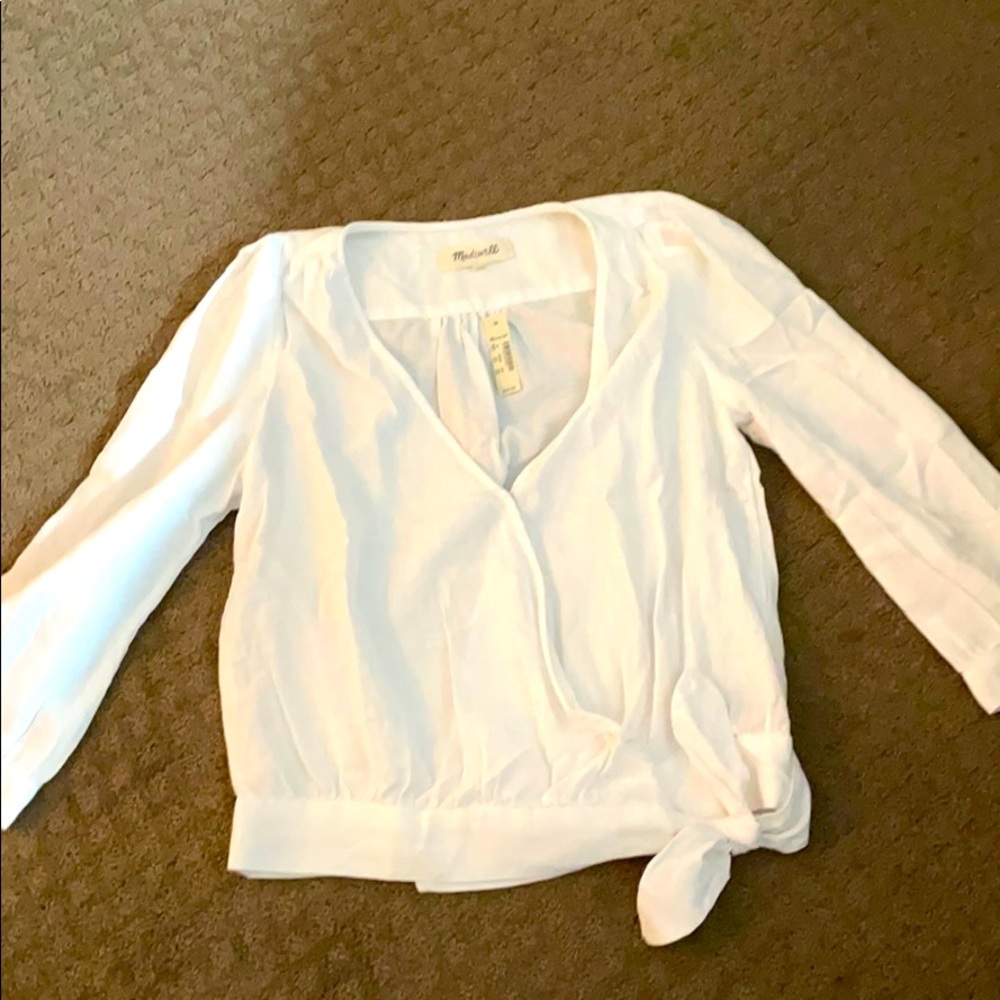 Madewell white wrap top shirt